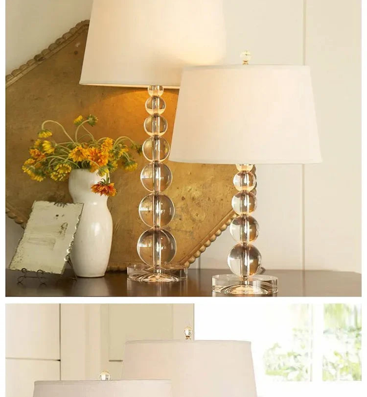 2025 Creative Fabric Table Lamp Crystal Glass Ball Lamp Living Room Creative Bubble Light Bedroom Beside Art Reading Lamp