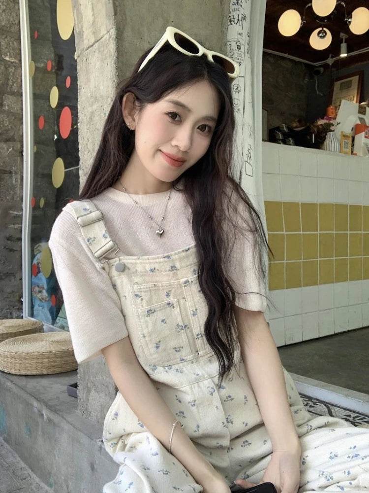 Jumpsuits Women Cute Lively Fashion Simple Floral New Autumn All-match Simple Temperament Korean Style Tender Straight Trousers - AIAZ