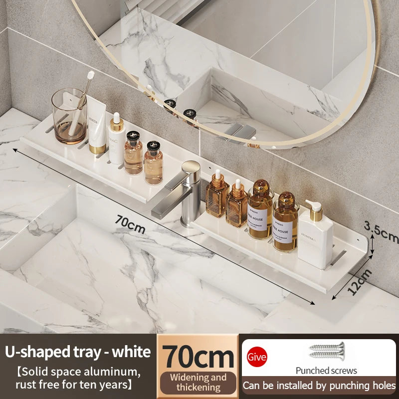Faucet storage tray, bathroom storage rack, mirror front toilet, washbasin, washbasin, non perforated bathroom rack