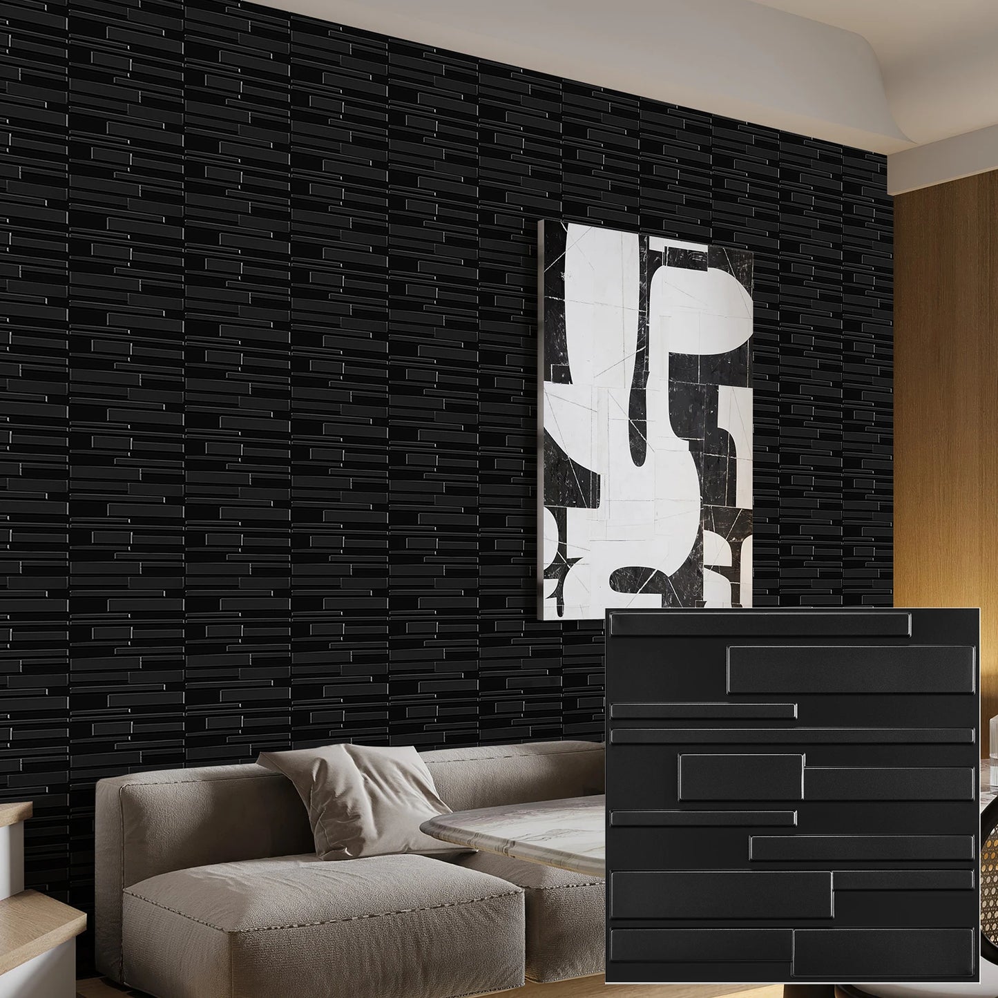 KUUJOJO 3D textured wall panel for indoor wall decoration, suitable for living room, hall, bedroom, hotel, office, send tape
