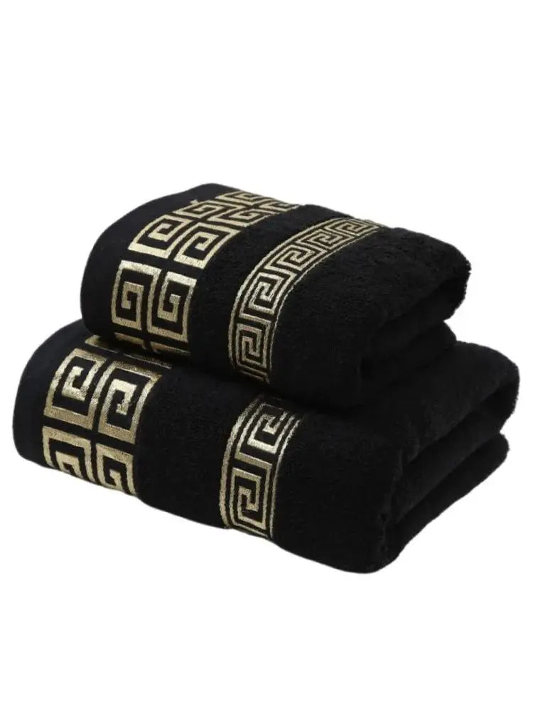 2pcs Set Black Bathroom Towel Sets 100% Cotton Embroidered Bathroom Towel Christmas Gift Sport Towel Sets Home Hotel Use 수건 세트