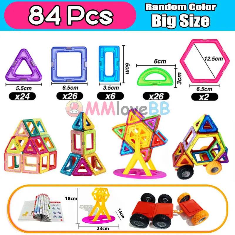Magnets Toys for Kids Big Size Plus Magnetic Blocks for Children Designer Constructor Set Toys for Boys Building Blocks - AIAZ