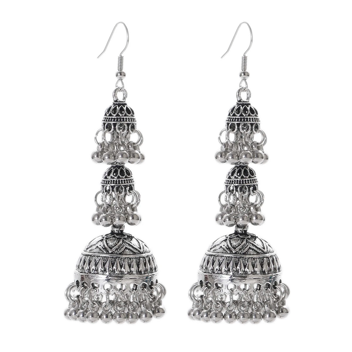 Boho Afghan Ethnic Drop Earrings For Women Pendient Gold Color Gyspy Silver Color Bell Ladies Indian Earring Jewelry