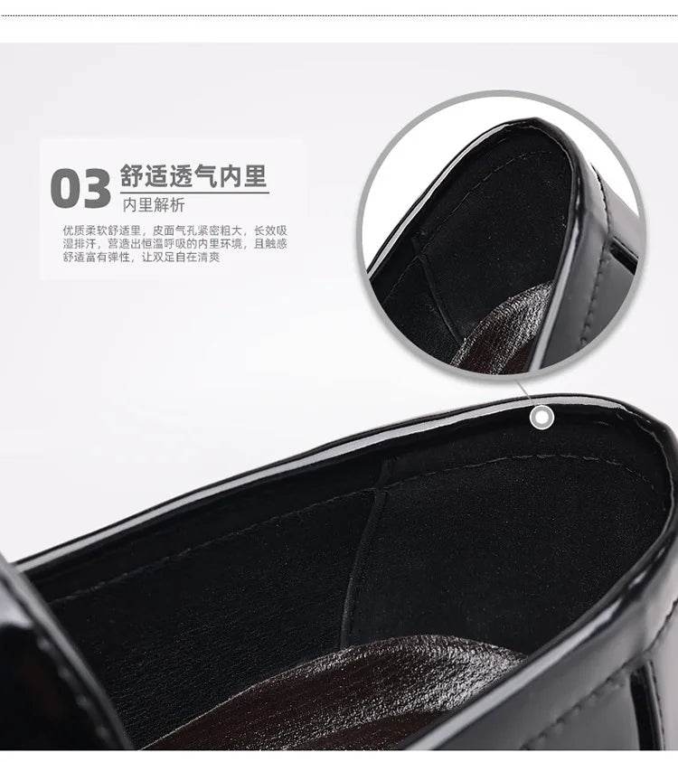 2024 New Men's Casual Business Leather Shoes Bright Black Wedding Banquet Dress Leather Shoes Large fashion Men's Shoes 38-48 - AIAZ