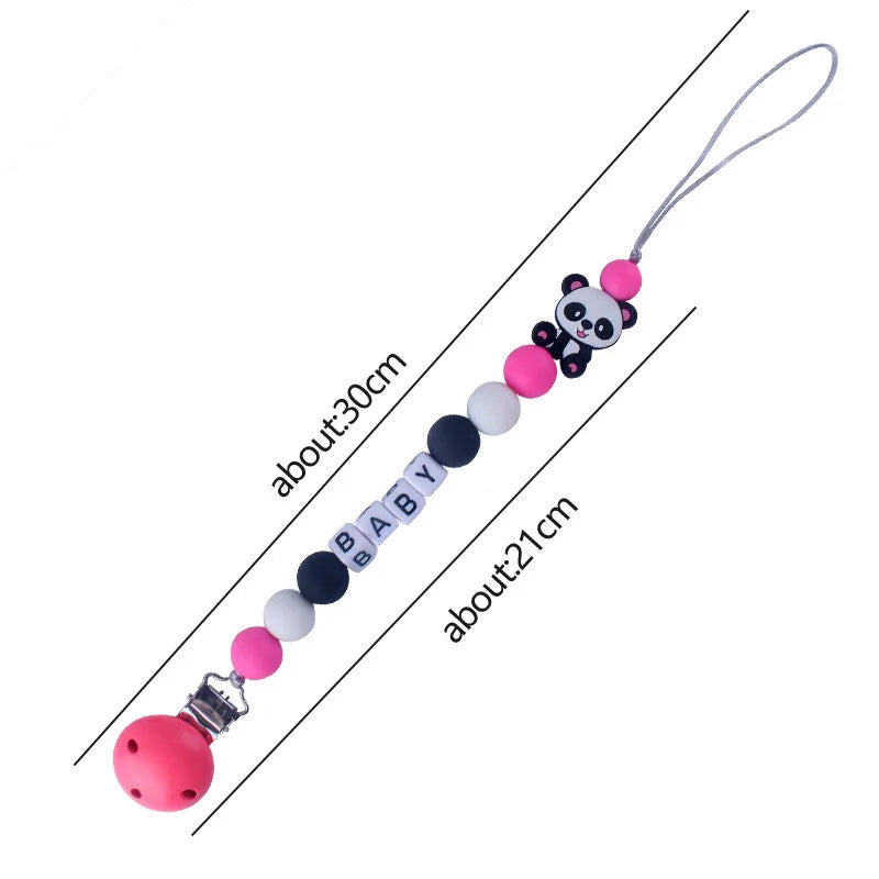 Personalized Name Handmade Silicone Baby Beech Dummy Pacifier Clip Dinosaur Safe Teething  Teether Pacifier Chains Holder Gift