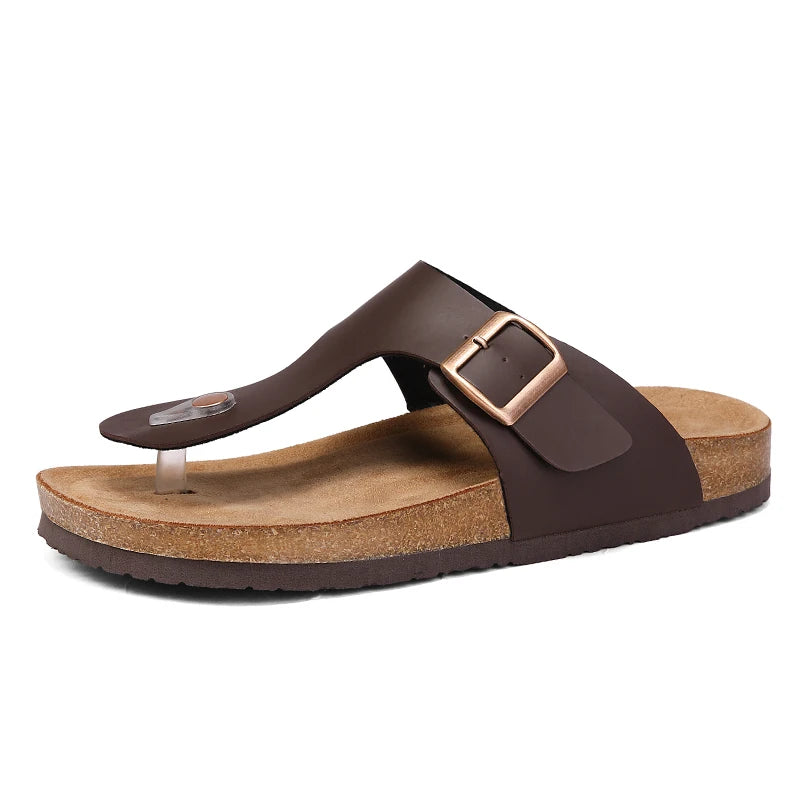 Men's Flip Flops Microfiber Leather Cork Slippers Clogs Outdoor Beach Casual Shoes Chanclas Hombre Durable Non-Slip Luxury Shoes