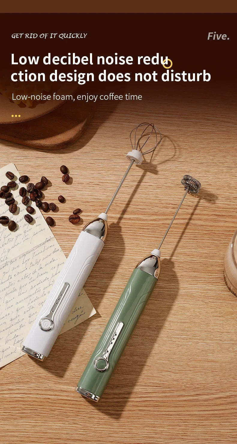 Wireless Type-C Rechargeable 3-speed Mini Handheld Milk Frother Coffee Frother Portable Kitchen Cooking Tools Whisk Foam Blender