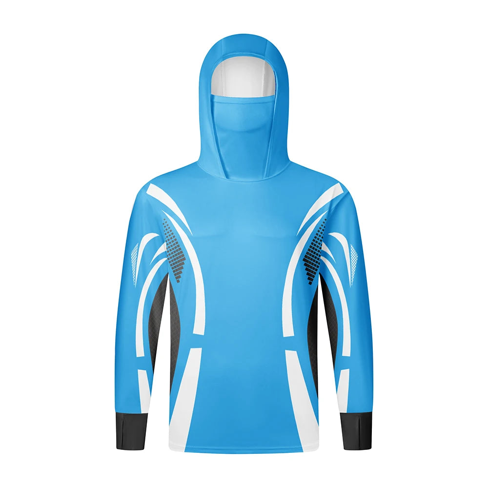 Fishing Shirts Long Sleeve Hoodie UPF 50+ T-shirt Tops Sun Protection Jersey Men's Face Mask Fishing Clothes