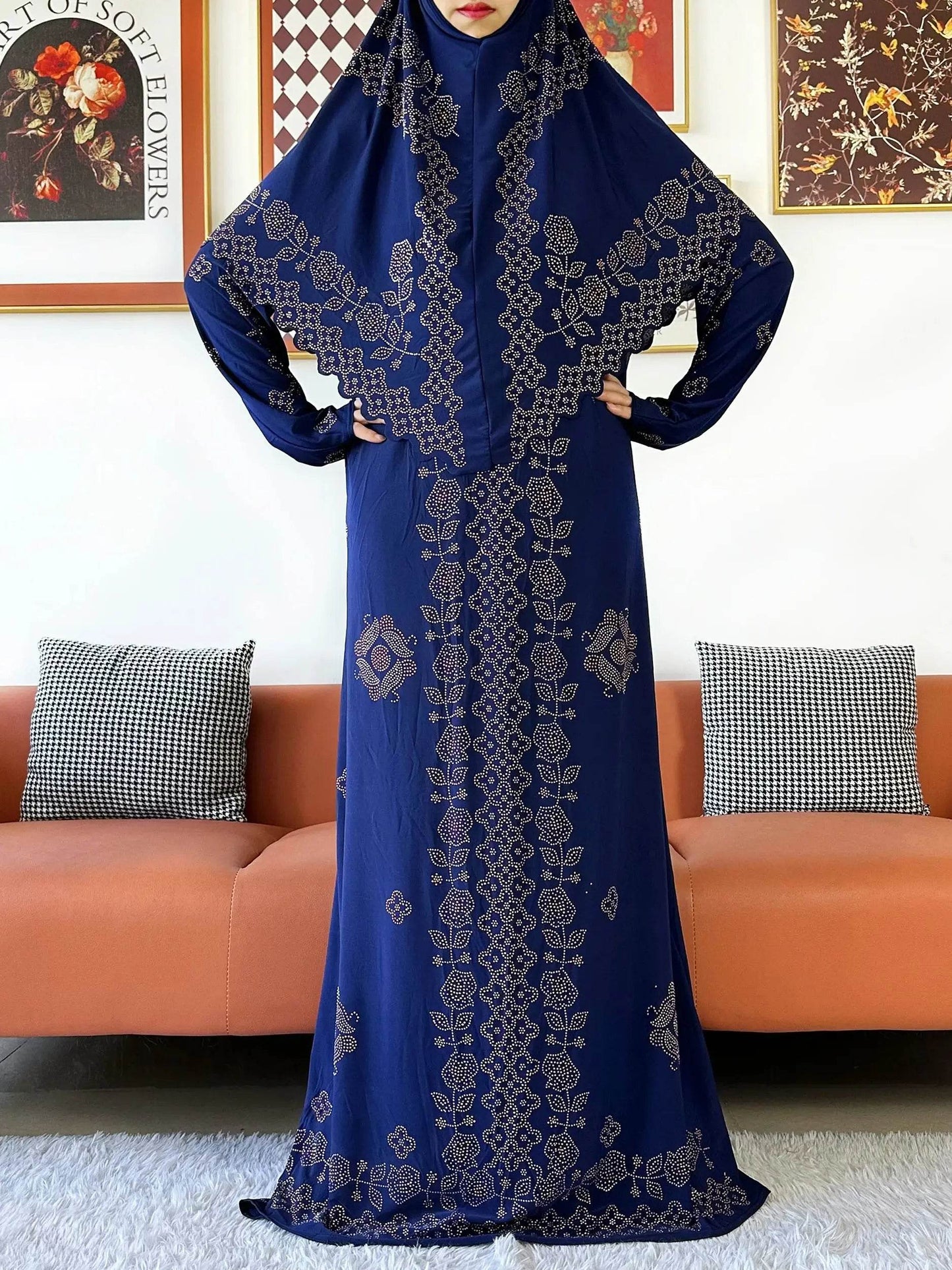 Muslim Two Piece Set Hijab Prayer Dress Fashion Abaya Set Women Prayer Garment Hijab Long Khimar Long Dress Sets Islamic Ramadan - AIAZ