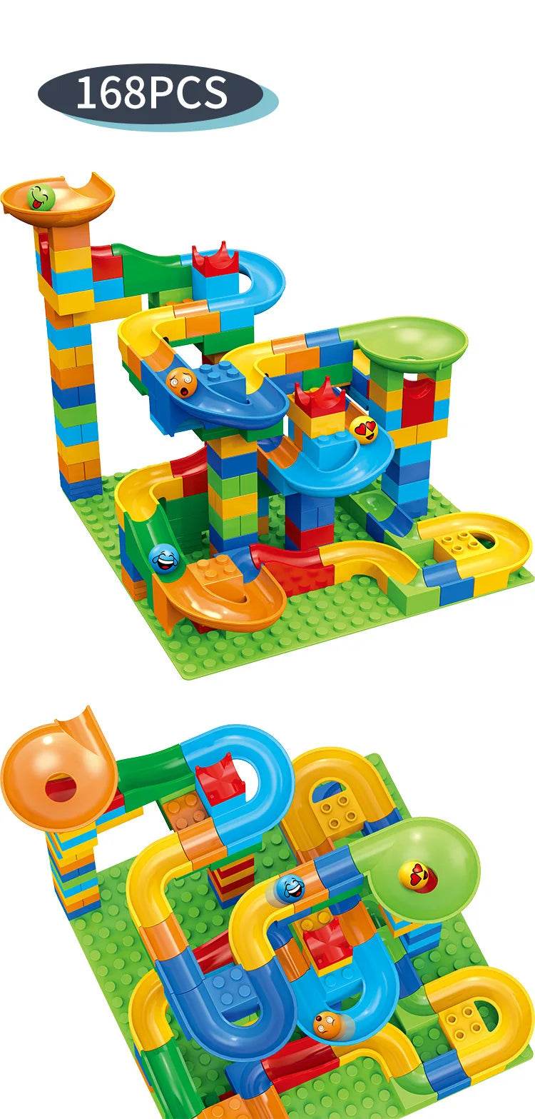 Marble Race Run Block Small Size Building Blocks Maze Ball Funnel Slide Blocks DIY Creative Bricks Assemble Toys Bulk Model Toys - AIAZ