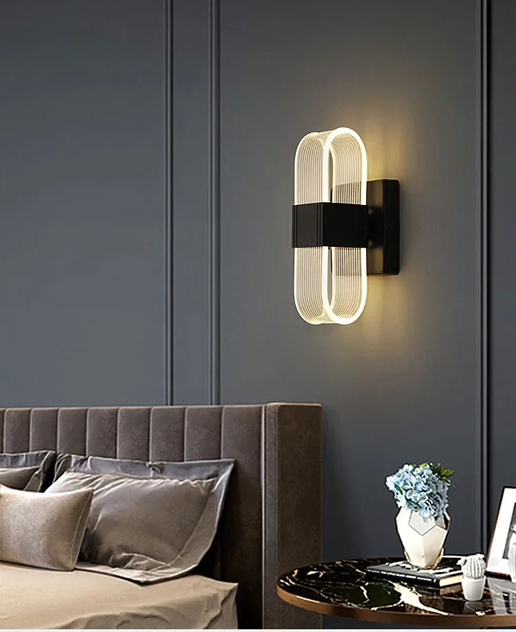 Luxury Creative Super Bright Living Room Bedroom Bedside Hotel Wall Lamp Transparent Line Guided LED Home Lighting Decoration