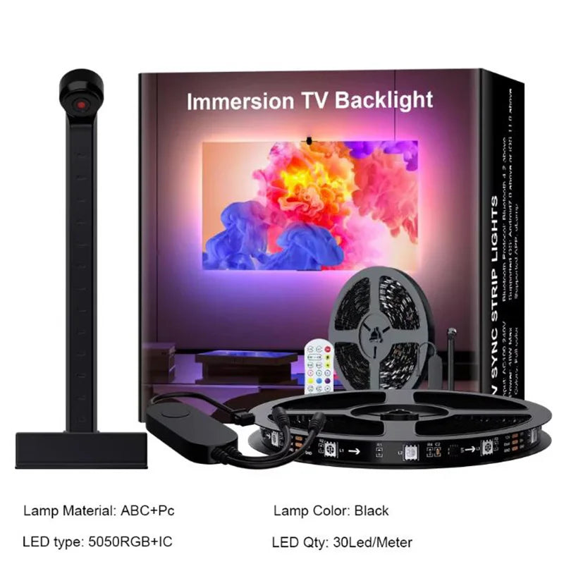 TV Backlight Music Sync Smart Strip Lights Color Pickup RGBIC LED Light 50-75 inch Screen App Remote for Game Home Ambient Light
