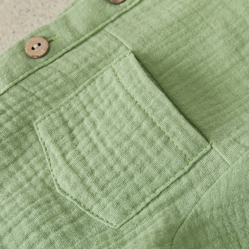 Suefunskry Toddler Boys Summer 2Pcs Casual Outfits Solid Color Short Sleeve Button Tops and Elastic Waist Shorts Sets 6M-4Y