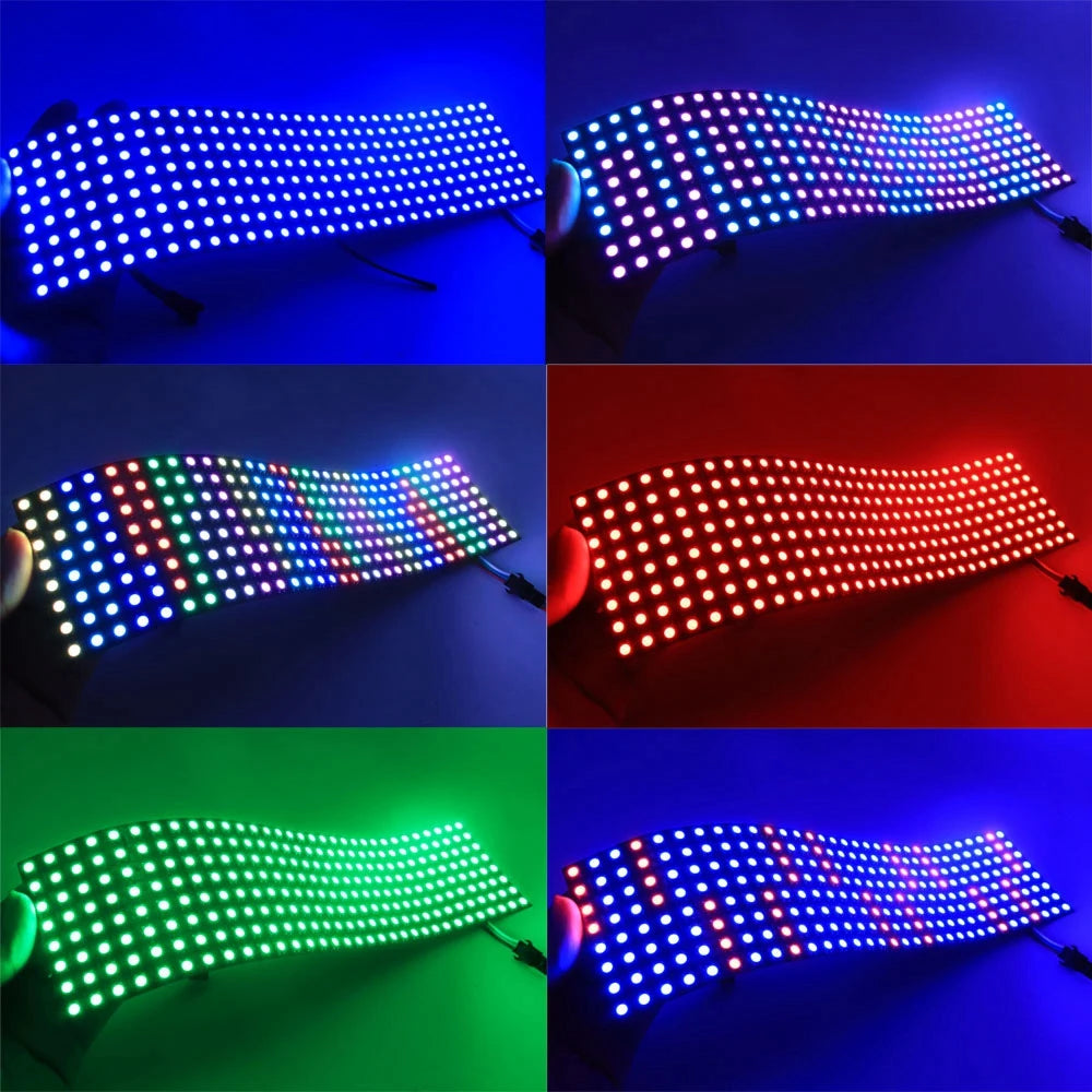 1~5Pcs WS2812B 16X16 RGB LED Digital Flexible Individually Addressable Panel Light Strip WS2812 8X8 8X32 Module Matrix Screen 5V
