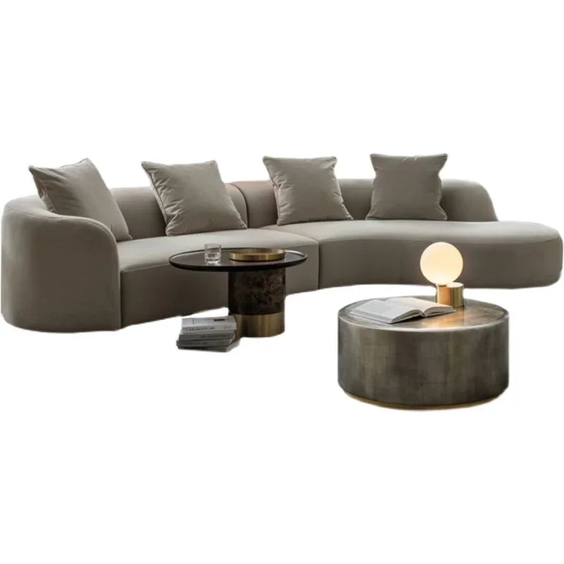 Curved Living Room Floor Sofas Lounge Modular Luxury Canape Salon Decoration  Armrest Designer Sofa Wedding Elastico Background