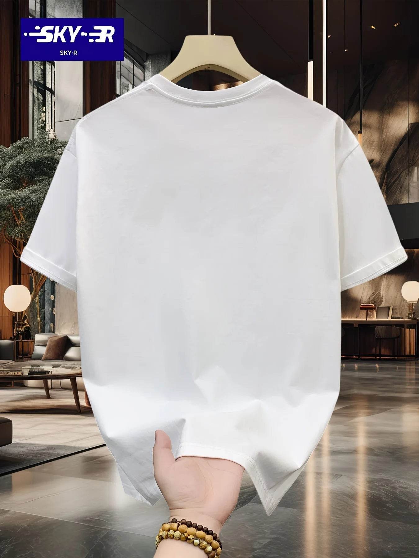 Summer Men's 100% Cotton Casual Sports Loose Large Size Letter Pattern Printed Comfortable Round Neck Short Sleeve T-shirt Top - AIAZ