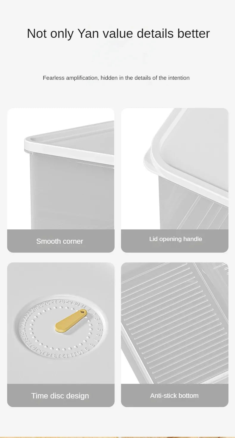 6PCS Thickened Storage Boxes Refrigerator Frozen Meat Dispenser Food Grade Crisper Food Seal Timing Box Kitchen Storage Supplies