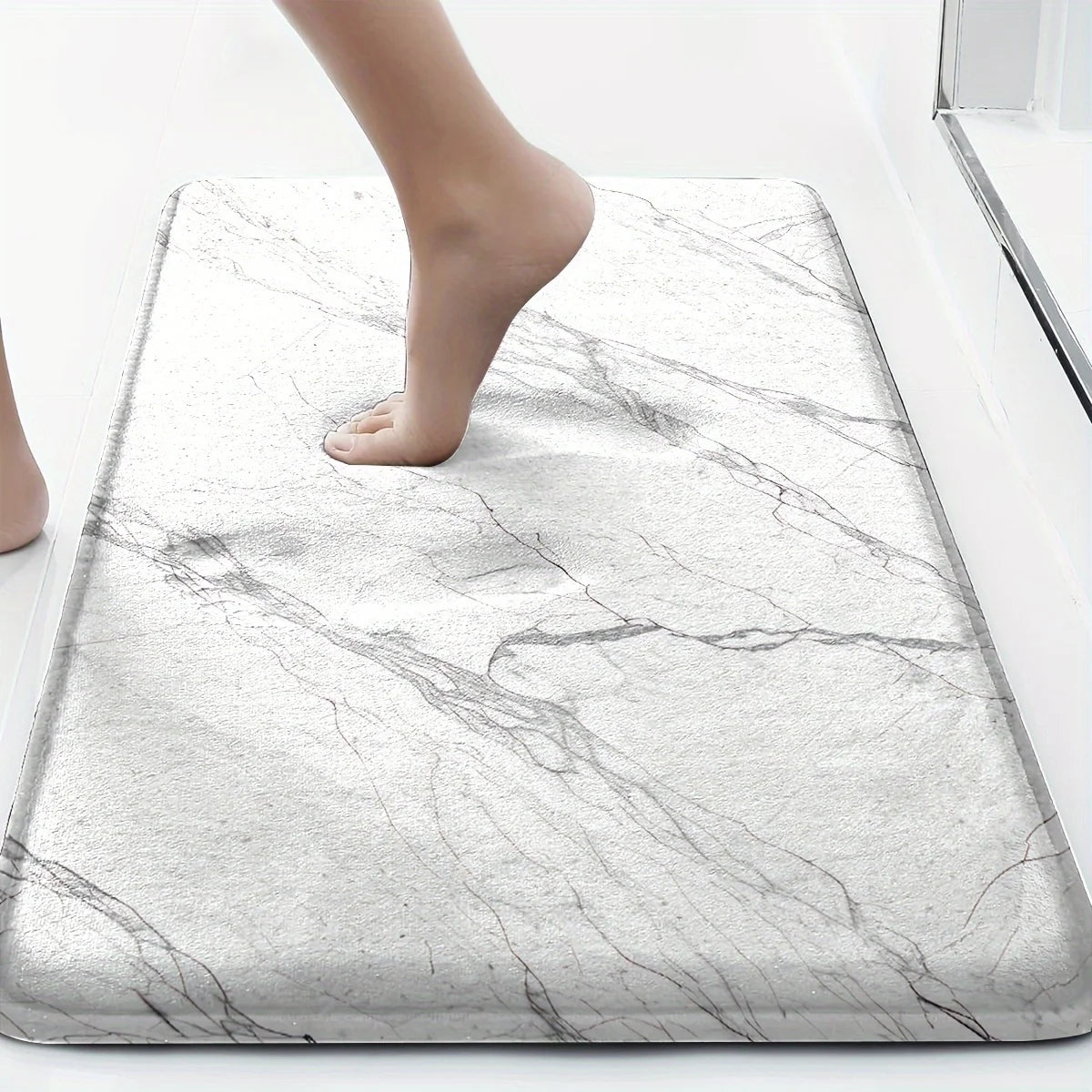 3PCS Marble Bath Mat Set  Non-Slip Machine Washable Includes Floor Mat & Toilet Cover Christmas Decor Polyester Bathroom Upgrade