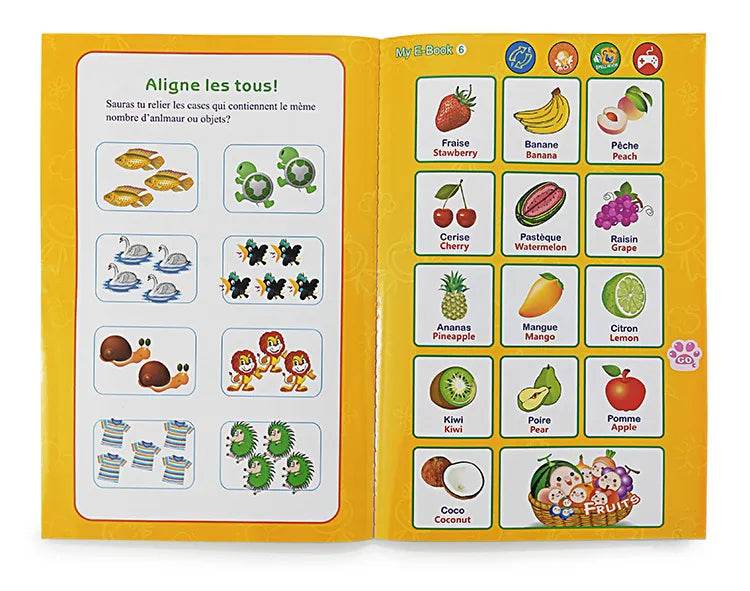 French and English Bilingual Finger Reading Children's Voice Book Intelligent Learning Toys French E-book Early Education Tool - AIAZ