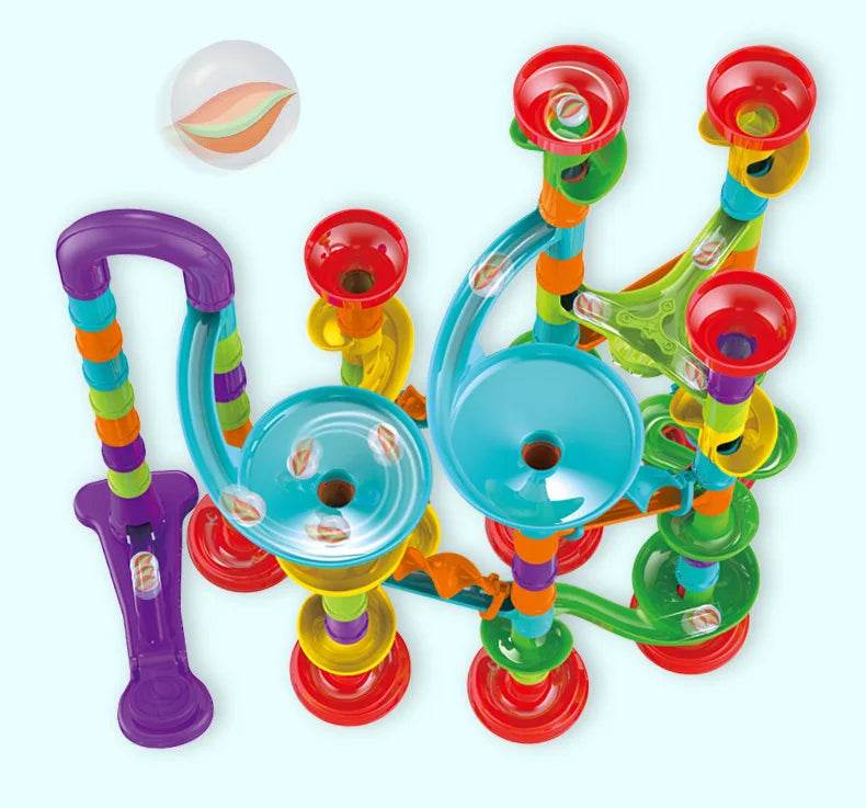 Marbles Run Catapult Track Building Blocks Slide Beads Educational Toys Children Gift Race Balls Toy Marble Track Race Set - AIAZ