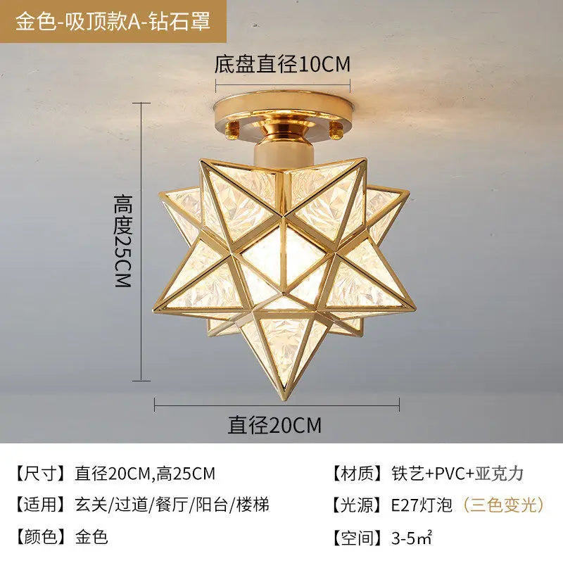 Lamps for Living Room Decor Five-pointed Star Ceiling Modern Balcony Corridor Porch Fashion Network Red Star  Ceiling Light