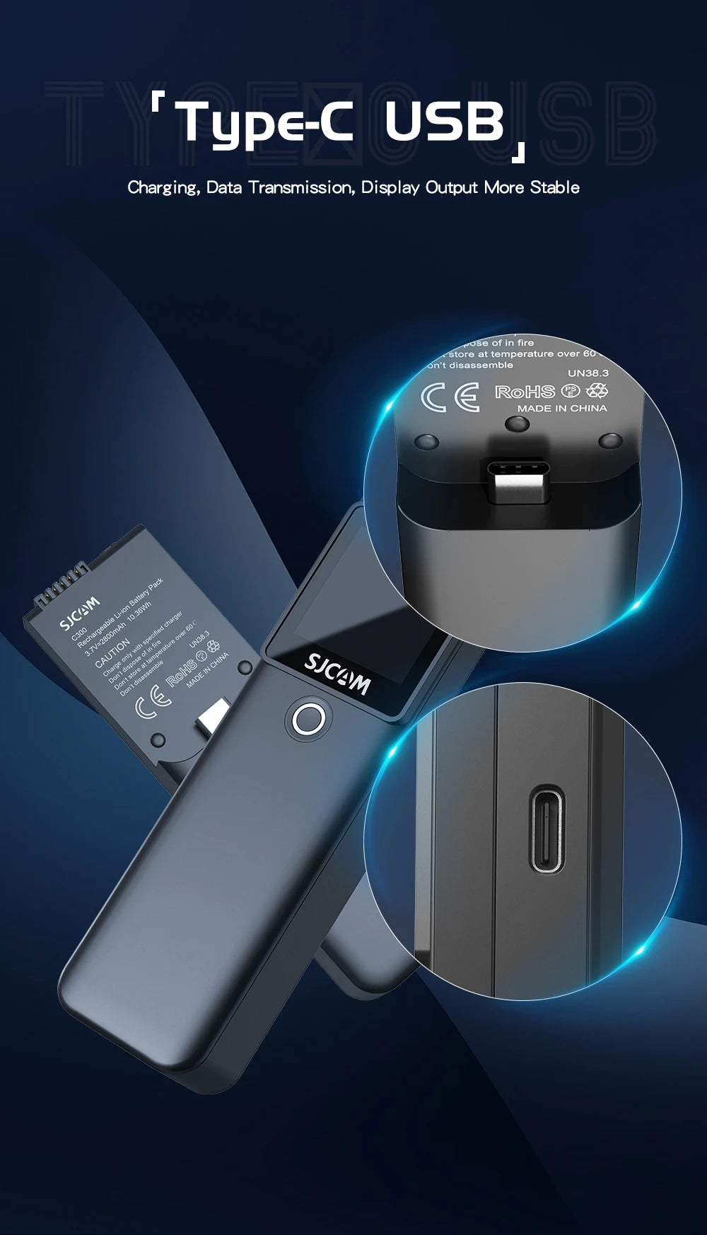 SJCAM C300 Pocket Action Camera 4K FHD With Long Battery Life Video 30M Waterproof 5G WiFi Camera Sport Action Cam