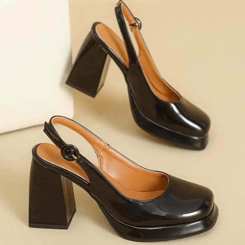 Slingbacks Summer Women Sandals Fashion Black White Pumps Shoes For Girls Elegant High Heels Wedding Shoes Ladies Large Size - AIAZ