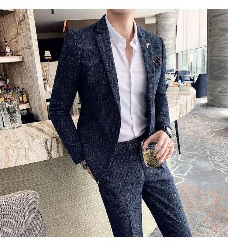 2025 Suit (Blazer+ Pants) Men's Fashion Hosts British Style Work Business Wedding Casual Art Style Elegant Gentleman Suit M-5XL - AIAZ