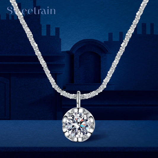 Moissanite Necklaces for Women 925 Sterling Silver Sparkling Cauliflower Chain with 2CT Diamond Pendant Dainty Jewelry Gift