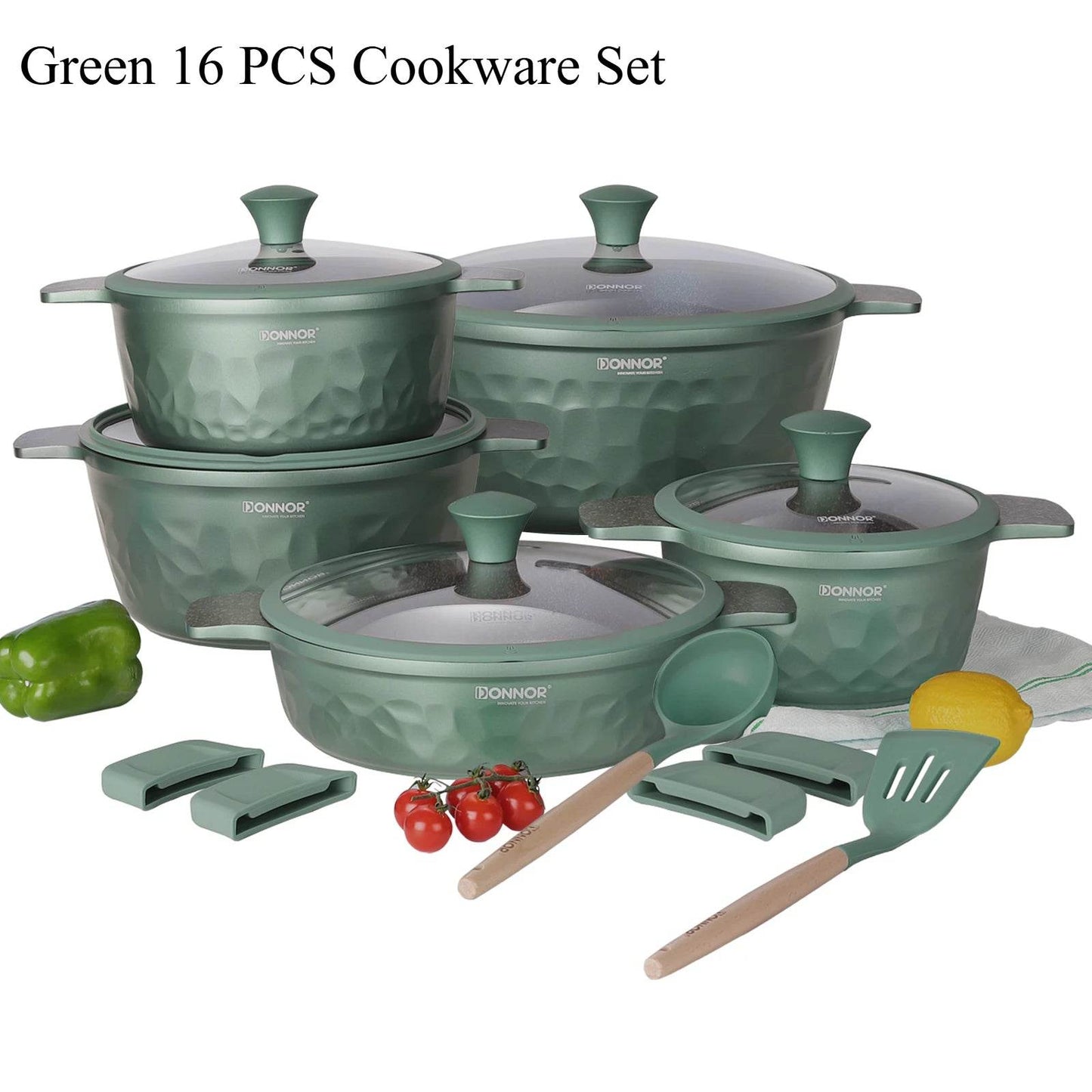 DONNOR Kitchen Cooking Set 12 Pcs Pots and Pans Set Non-toxic Healthy Pots and Pans Set Non Stick Saucepans Steamer Set - AIAZ