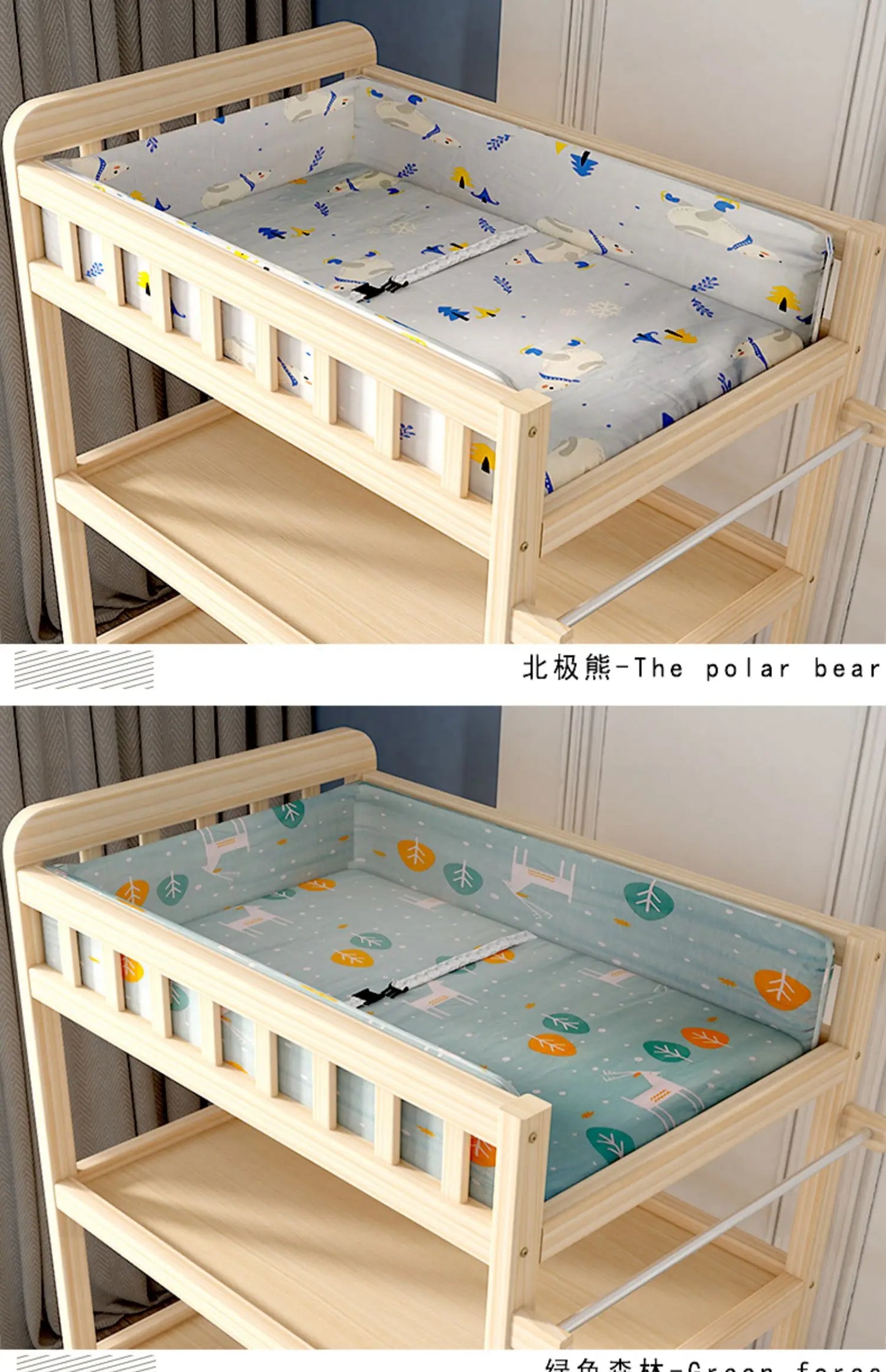 ZZ solid wood diaper changing table mobile care bath massage multi-functional baby newborn changing table
