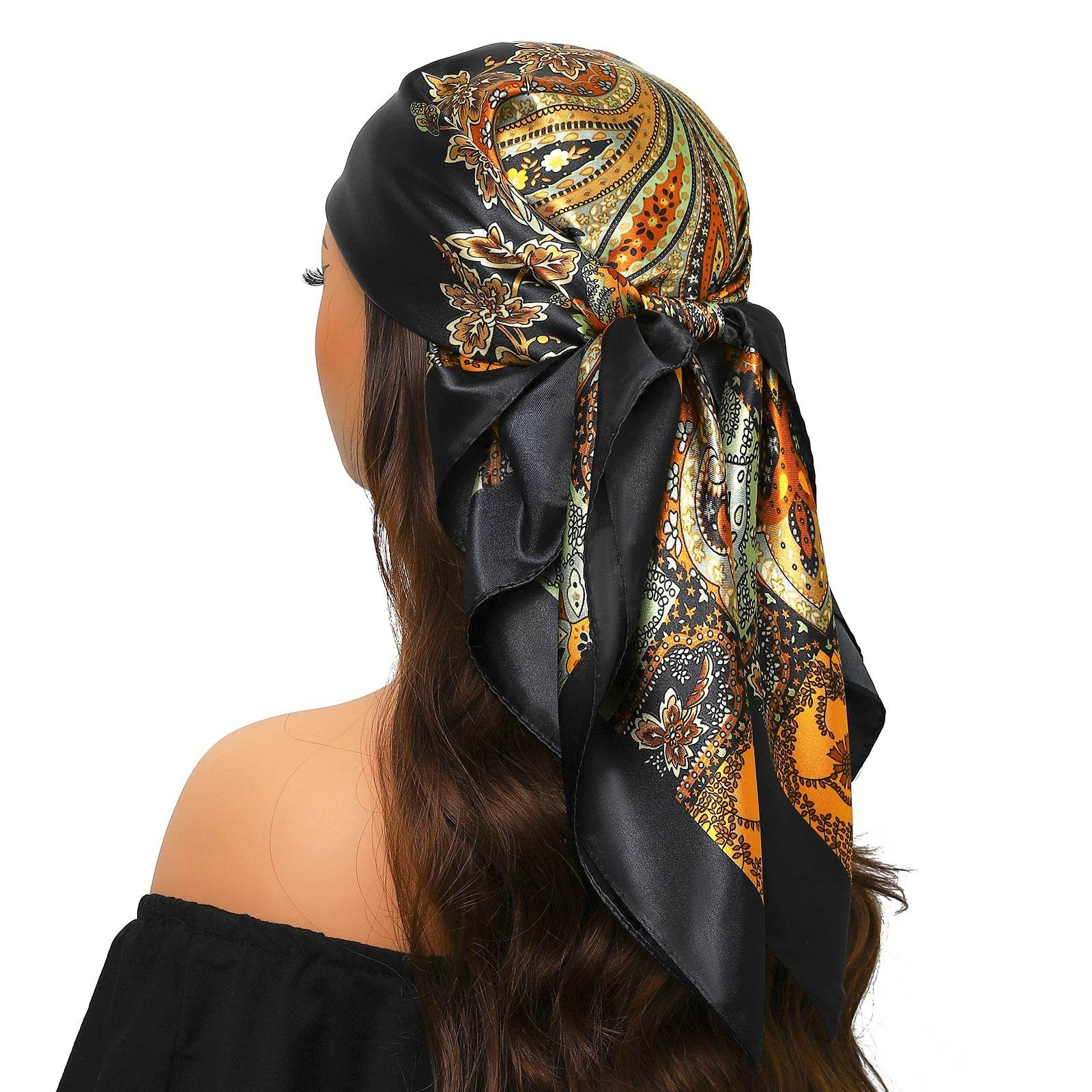 Head Scarf Women Luxury Brand Square 90*90cm Silk Foulard Satin Bandana Cheveux Soft Neckerchief Hijab Hair Scarves For Ladies - AIAZ