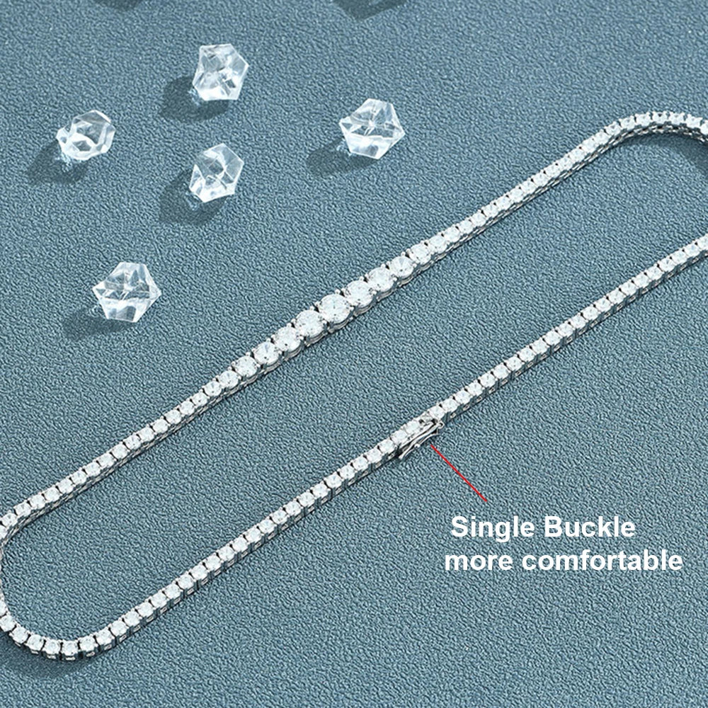 Gradient Full Moissanite Diamond Tennis Necklace for Women 925 Sterling Silver Plated 18K White Gold Neck Chain Jewely with GRA