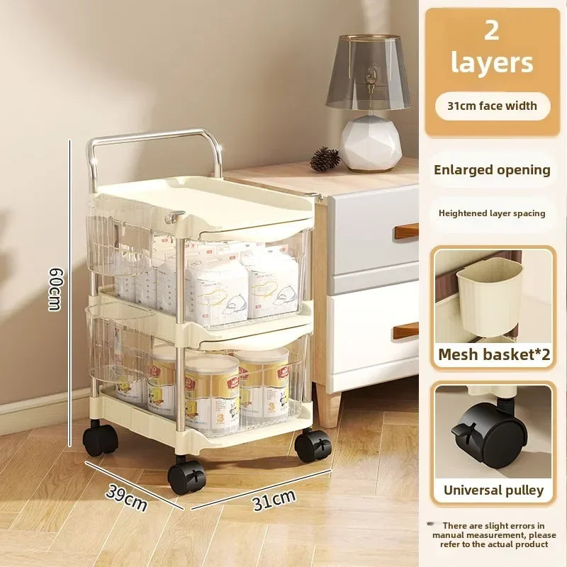 Small Cart Storage Rack, Snack Storage Rack, Multi-layer Storage Cabinet, Drawer Style Movable Baby Product Storages Rack