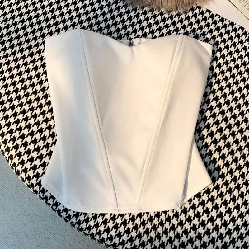 Tanks Tops Women Off-shoulder Outerwear Tube-top Sexy Spicy Girls Summer European Style Streetwear Slim Defined Waist Popular - AIAZ