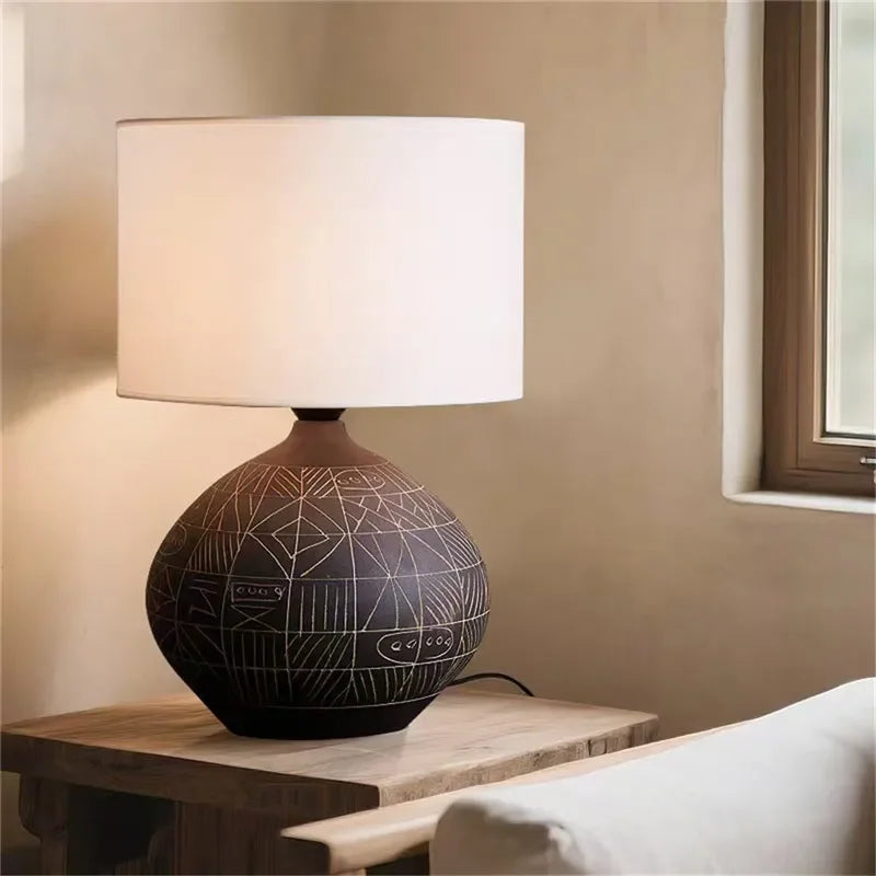 ULANI Contemporary Ceramic Table Lamp American Retro Creativity Living Room Bedroom Study Villa Hotel Homestay Desk Light