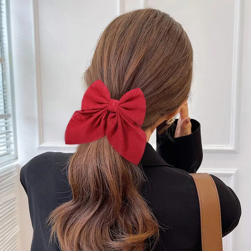 2Pcs/set Sweet Solid Bowknot Hair Clips for Women Girls Print Bows Hairpins Barrettes Duckbill Clip Headwear Hair Accessories