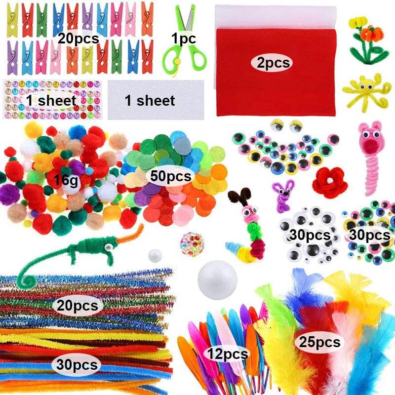 Arts and Crafts Supplies for Kids DIY Crafting School Kindergarten Homeschool Supplies Arts Set Toys for Children - AIAZ
