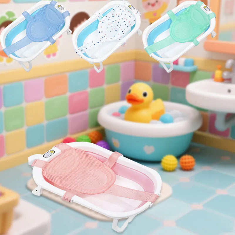 Baby Bath Seat Support Mat Foldable Bath Tub Pad &amp Chair Newborn Bathtub Pillow Infant Anti-Slip Soft Comfort Body Cushion