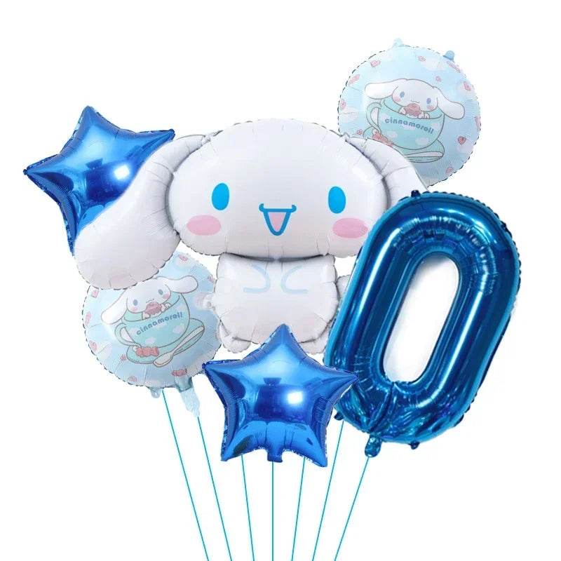 6pcs Cartoon Sanrio Cute Kuromi My Melody Cinnamoroll Foil Balloon 32 inch Number Set Children's Birthday Party Decorative Toys - AIAZ