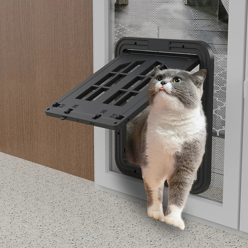 Large Dog Screen Door Flap Opening Dog Door for Screen Door with 4 Entry Ways Self-Closing Pet Screen Door for Dogs Cats