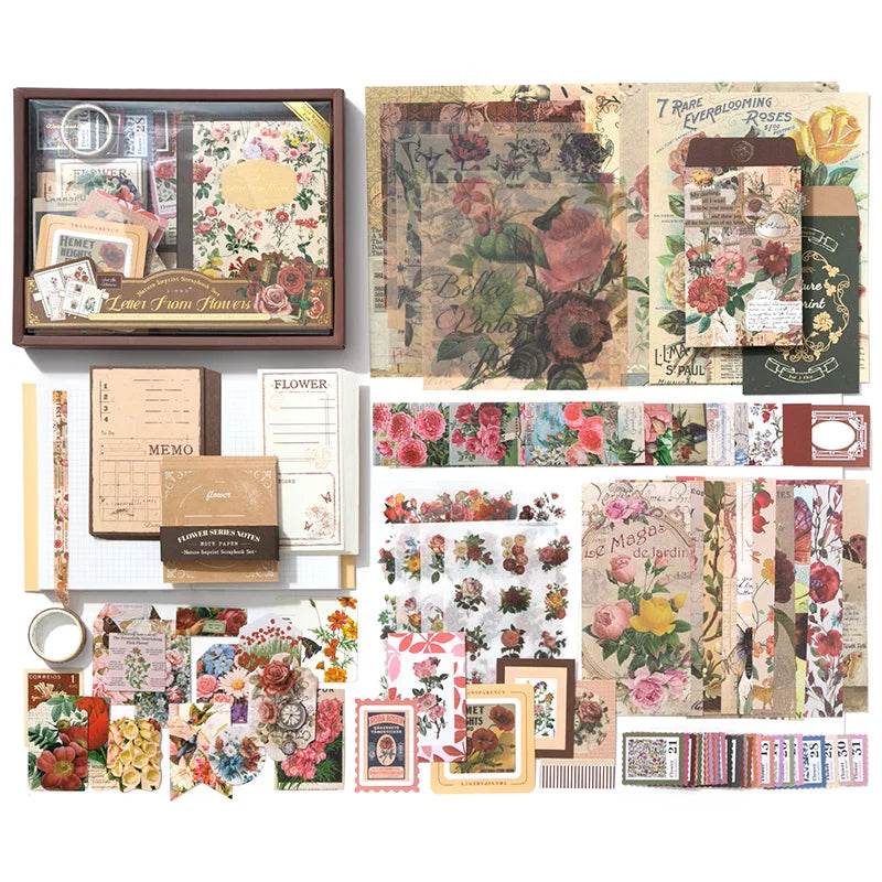 154 Pcs Vintage travel Handbook Gift Boxes School Student Reward Small Gifts Children's Gifts Scrapbook Supplies Stationery Set - AIAZ