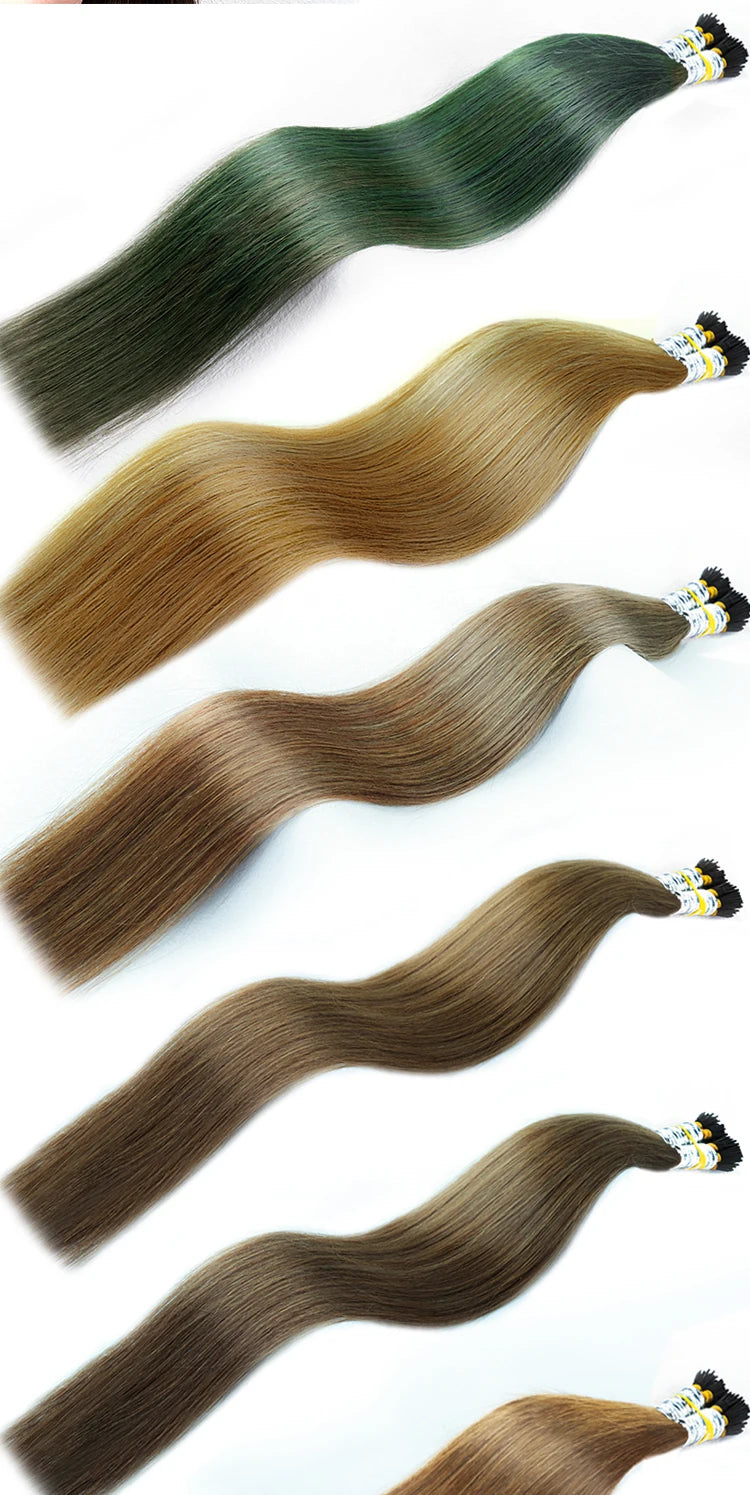 I Tips Virgin Hair Extensions 27# For Black Women 100% Remy Bulk Hair I Tip Natural Hair Extensions Straight Natural Fusion 613#