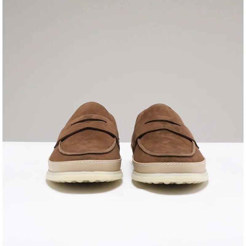Mens Suede Loafers Summer Breathable Slip On Comfortable Casual Driving Shoes