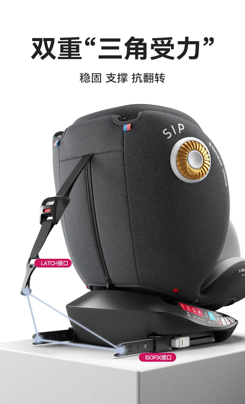 360°Rotating Baby Car Seat 0-12Yrs ISOFIX Child Safety Seat 5-Point Harness Lie-Flat Infant Carrier with Side Impact Protection
