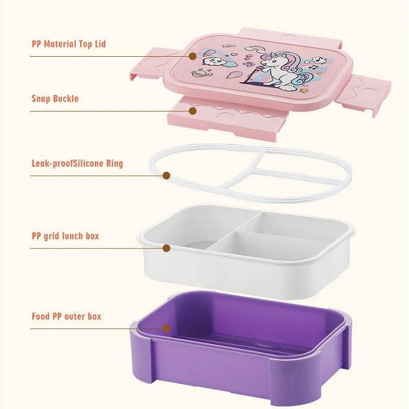 School Lunch Bento Box With Fruit Forks Lunch Box Accessories for Kids BPA Free Titanium Chirldren Food Snack Container - AIAZ