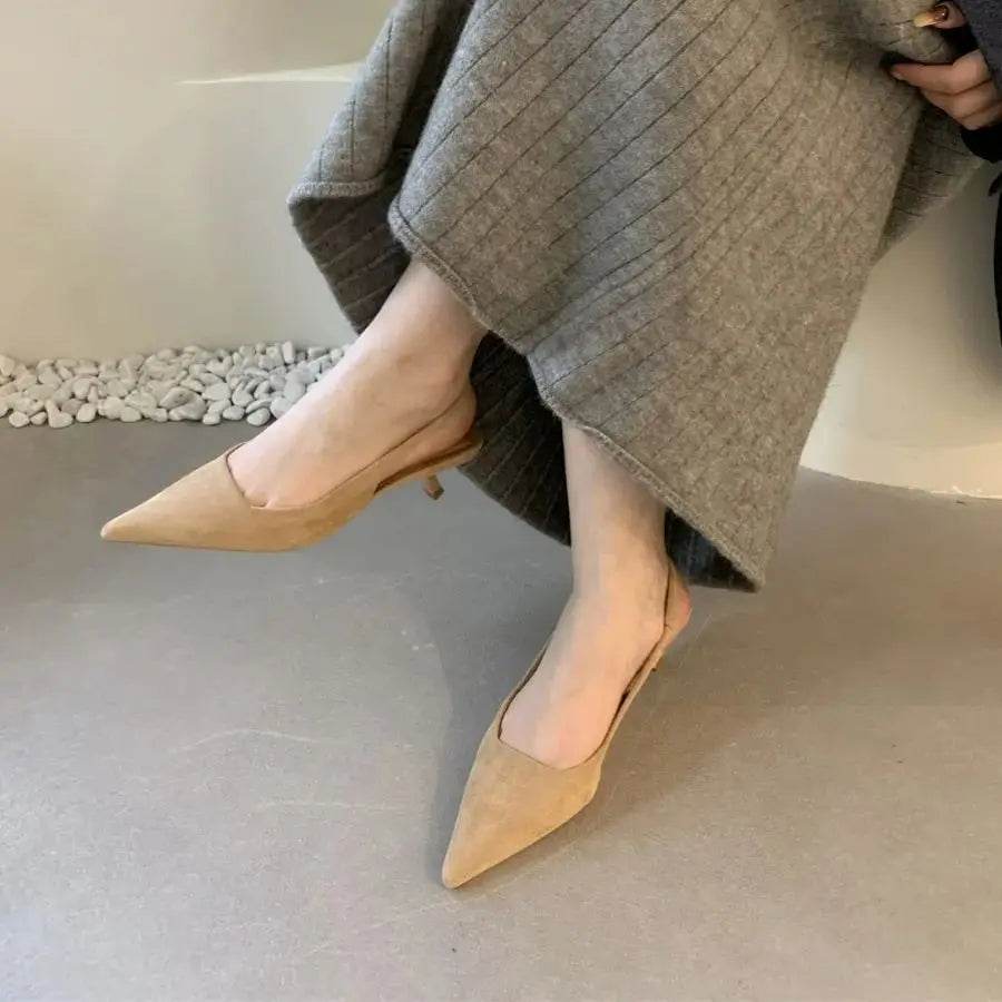 Bailamos Women Sandals Pointed Toe Elegant Low-heel Shoes Summer Fashion Slingback Woman Mules Shoes Pumps Dress Shoes - AIAZ