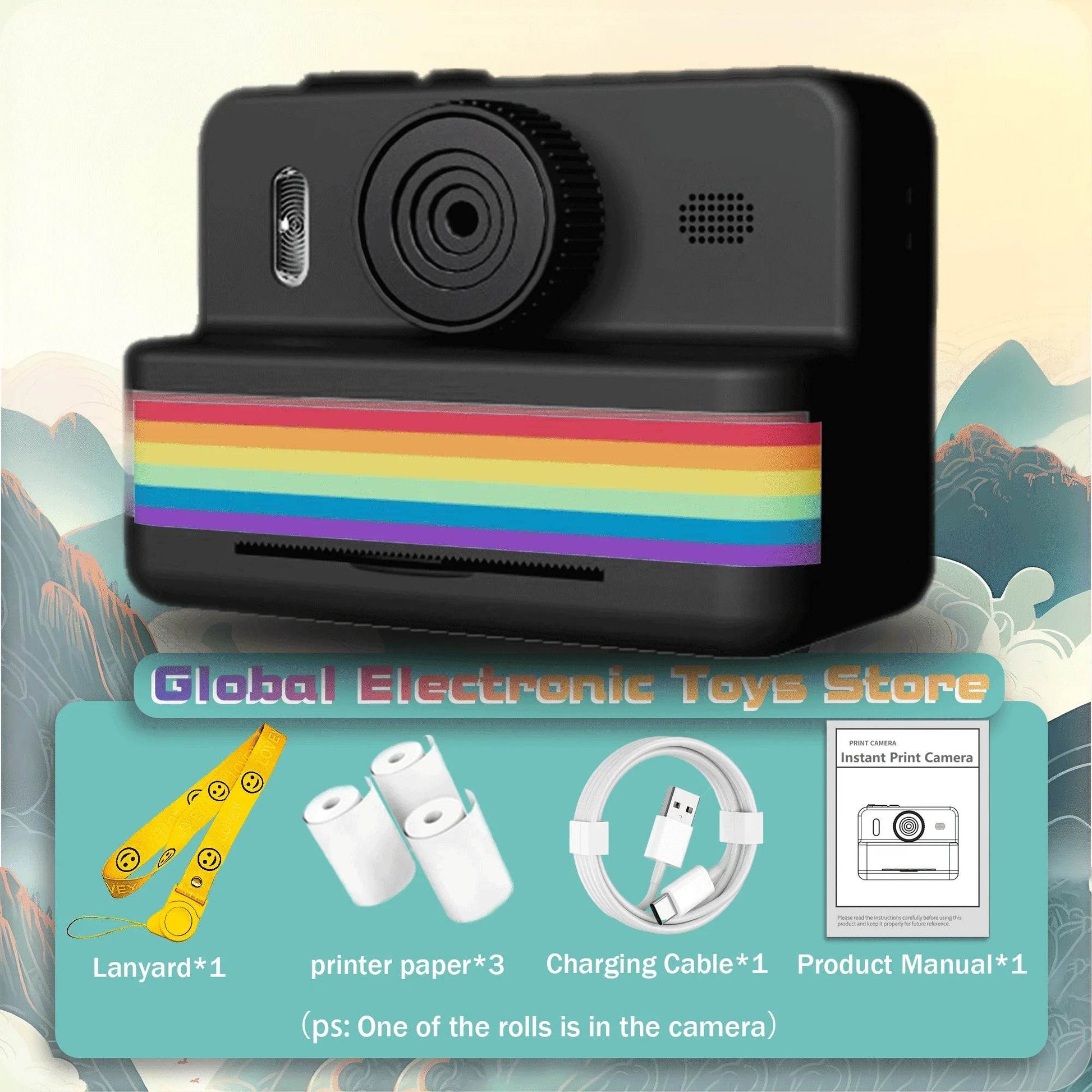 2.8 Inch Large Screen Instant Print Camera, HD Digital Video Camera for Kids, Outdoor Zero Ink Portable Print Toy Camera - AIAZ