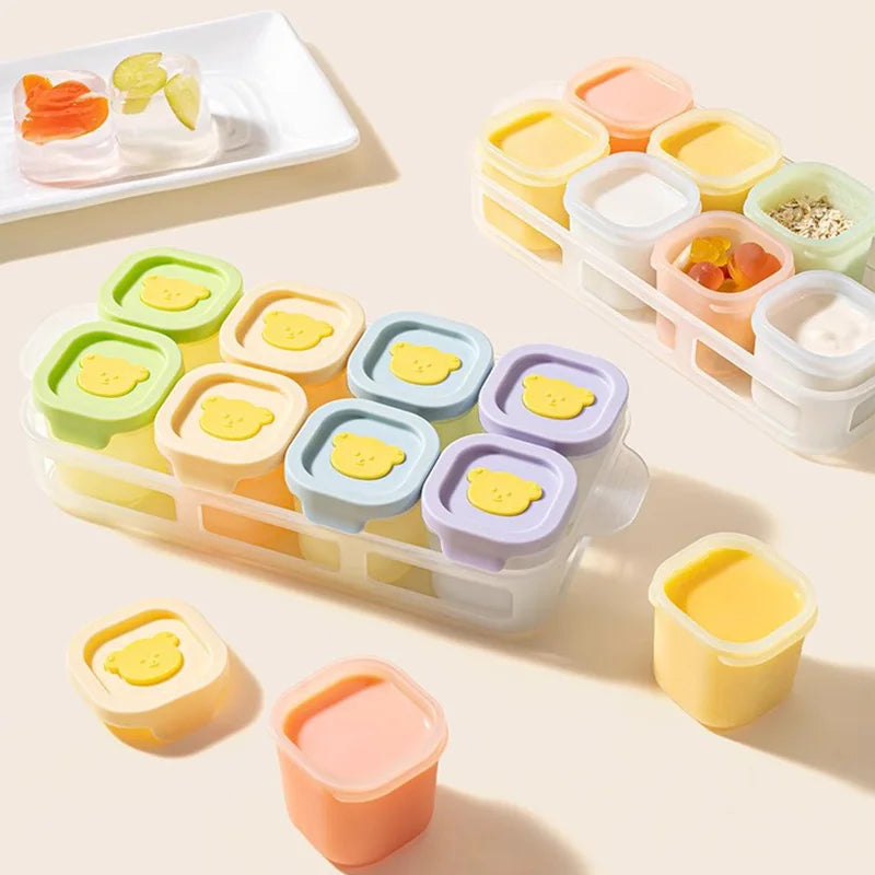 Baby complementary food box storage frozen compartment baby bear silicone mold complementary food packaging box