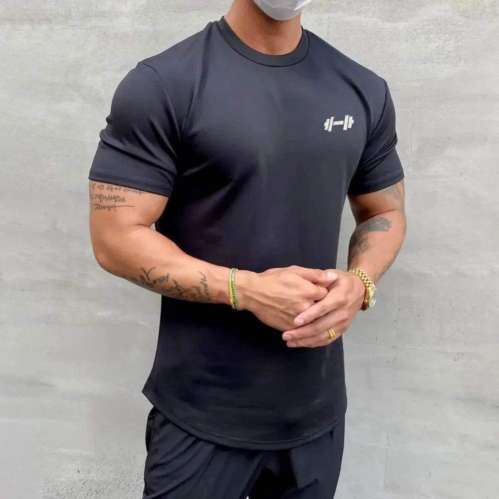 2025 Men T-shirt Male Sports Gym Muscle Fitness T Shirt Blouses Loose Half Sleeve Summer Bodybuilding Tee Tops Men's Clothing - AIAZ